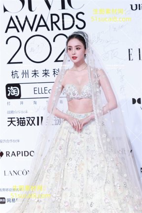97娜扎 ELLE红毯 白色深V长裙 123张（轻水）